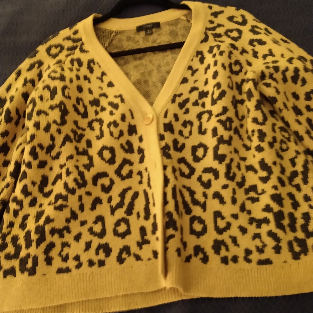 J Crew Cotton Leopard Sweater size S